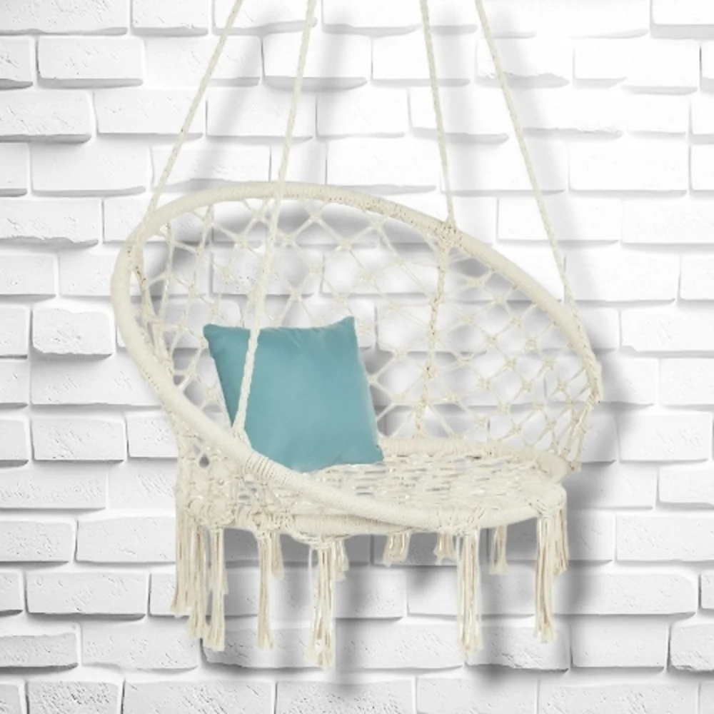 Cream Macrame Hanging Chair NWOT - Picture 1 of 2